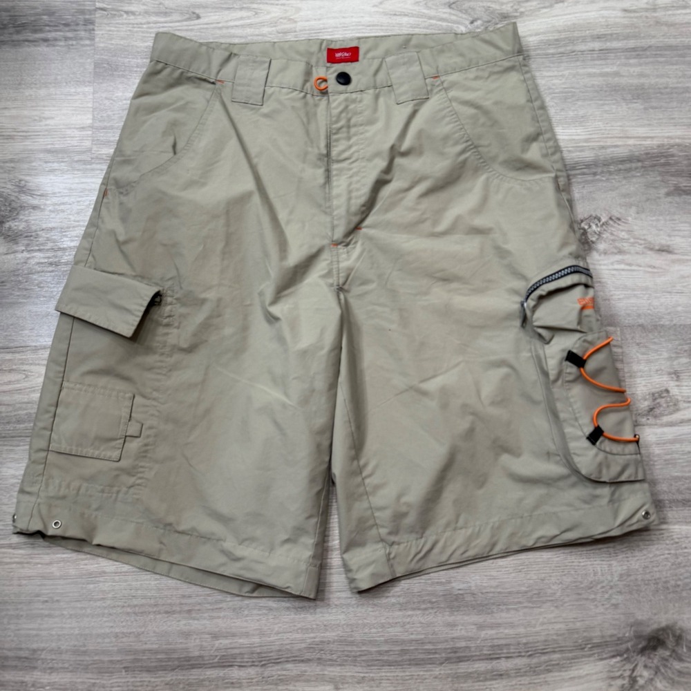 Mossimo Supply Co Mens Cargo Shorts Tan Khaki Bungee Detail Size 36